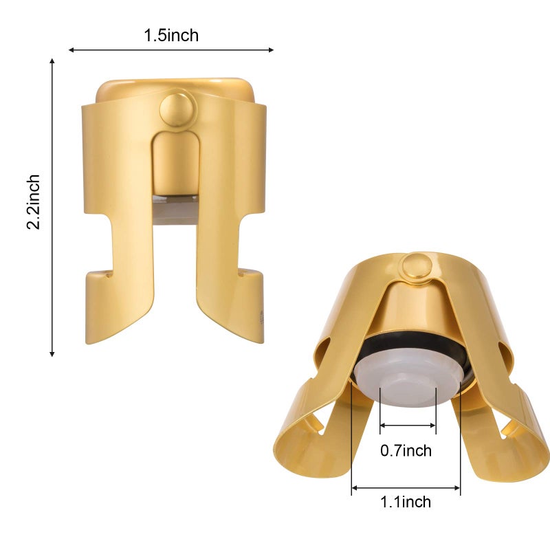 OWO Champagne Bottle Stoppers Stainless Steel, Reusable Champagne Cork & Saver Stopper, Leak Proof Prosecco & Sparkling Wine Plug, Bubble Retention Protectionï¼ˆGold, 2 Packï¼‰ - Image 5